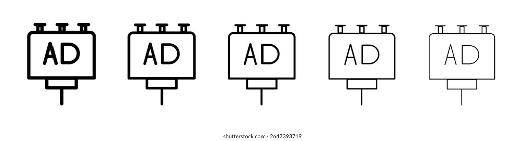 billboard ad promotion icon flat illustration set logo