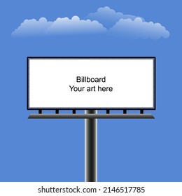 billboard for advertisement with blue sky and clouds