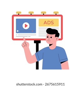 Ilustración vectorial plana del anuncio de la cartelera 