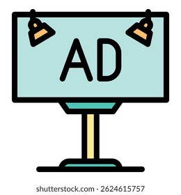 Billboard advertiser icon. Outline billboard advertiser vector icon color flat isolated