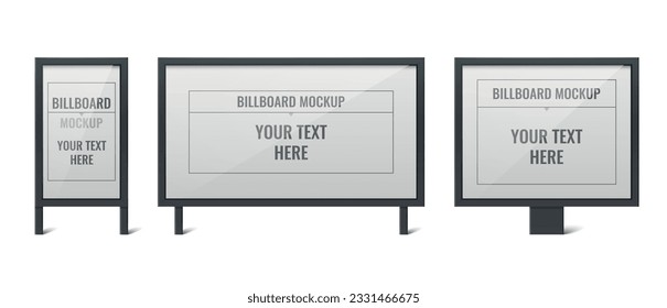 Billboard advertising icons set with outdoor ad panel mockups isolated vector illustration