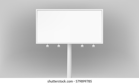 Billboard advertising panel with empty space and light projectors isolated over on background