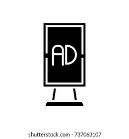 billboard advertising vertical icon, vector illustration, black sign on isolated background