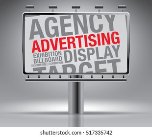 Billboard with Advertising word cloud, vector concept