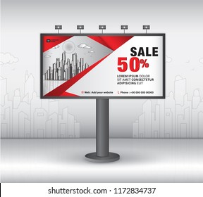 Billboard banner template vector design, advertisement, Realistic construction for outdoor advertising on city background, vector template design