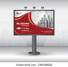 Billboard banner template vector design, advertisement, Realistic construction for outdoor advertising on city background, vector template design