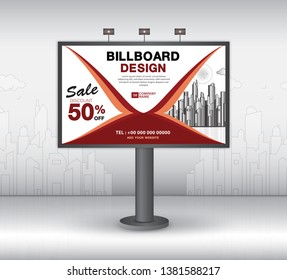 Billboard banner template vector design, advertisement, Realistic construction for outdoor advertising on city background, vector template design