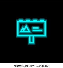 Billboard blue glowing neon ui ux icon. Glowing sign logo vector