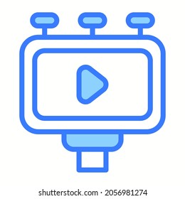 billboard blue outline icon, Merry Christmas and Happy New Year icons for web and mobile design.