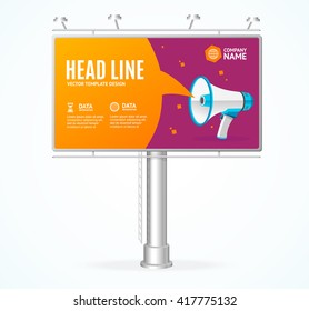 Billboard Concept with Megaphone. Place for Text. Vector illustration