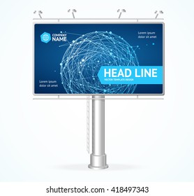 Billboard Concept with Sphere. Molecules in Circle. Vector illustration