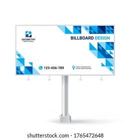 Billboard design with an abstract geometric background of triangles