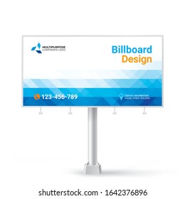 Billboard design, advertising outdoor banner for placing photos and text, creative geometric blue background