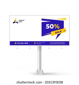 Billboard design, creative background for outdoor advertising, exhibition stand for placing photos and text