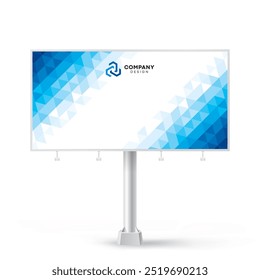 Billboard design, creative flat blue background, triangles