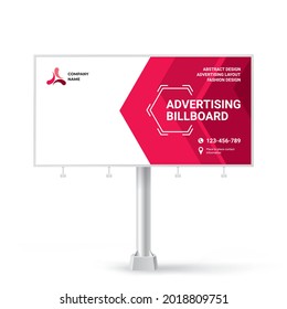 Billboard design, creative red background for outdoor advertising, exhibition stand for placing photos and text