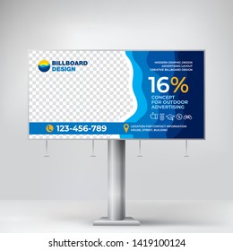 Billboard design, creative water background of the sea waves, the template of banner for outdoor advertising of products and services