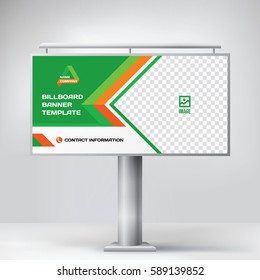Billboard design, green multipurpose banner template for posting photos and text, graphic background vector