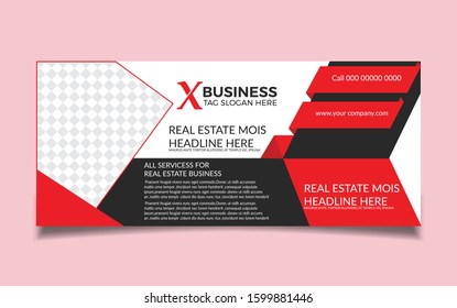 Billboard design,  red template for placement of photos and text