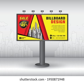 Billboard design template, advertisement, Realistic construction for outdoor advertising on city background, banner design for outdoor advertising, web banner, poster, presentation, Business template