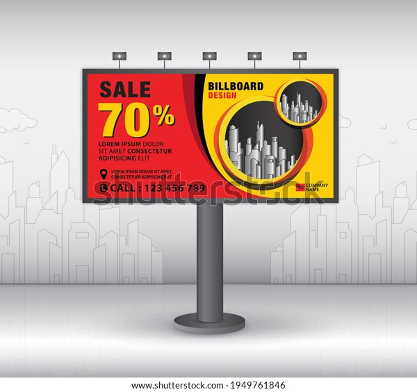 Billboard design template, advertisement, Realistic construction for