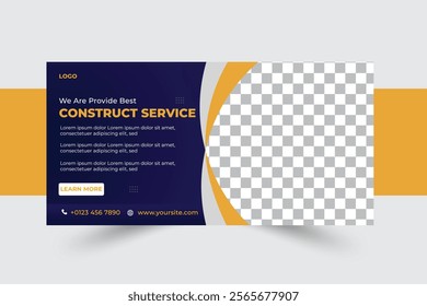 Billboard design template . Construction company banner design layout, vector, style, With Geometric Shape Colorful Design Concept 