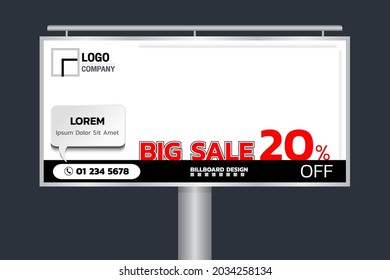 Billboard design, template creative banner for outdoor advertising of goods and services, with checkered design, black and white theme, vector illustration.