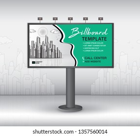Billboard design vector, banner template, advertisement, Realistic construction for outdoor advertising on city background, business brochure flyer, creative background