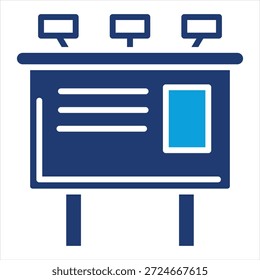 Colección plana azul del icono de la cartelera
