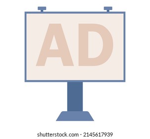 Billboard icon. Advertising sign. AD banner concept. Vector flat illustration