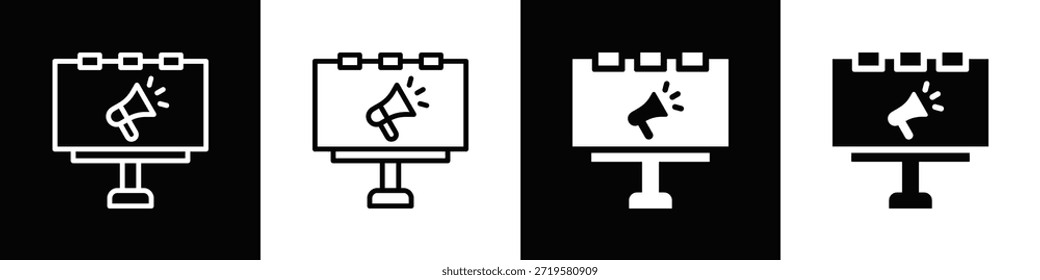 Reklametafel-Symbol auf schwarz-weißem Hintergrund