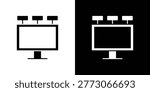 Billboard icon clipart flat versions in black and white