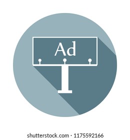 Billboard icon in Flat long shadow style. One of web collection icon can be used for UI, UX