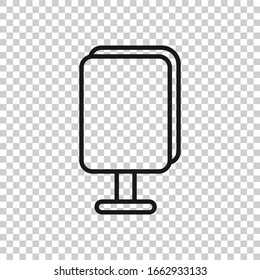 Billboard icon in flat style. Citylight display vector illustration on white isolated background. Banner placard business concept.
