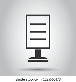 Billboard icon in flat style. Citylight display vector illustration on white isolated background. Banner placard business concept.