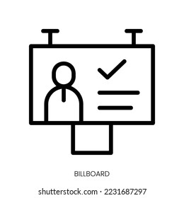 billboard icon. Line Art Style Design Isolated On White Background
