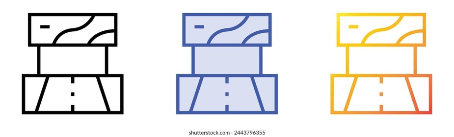 Plakatwand-Symbol. Lineares, blaues Füllungs- und Verlaufsstil-Design auf weißem Hintergrund