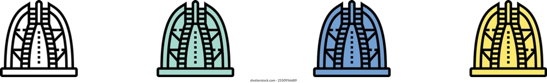 billboard icon. Outline, Green, Blue and Yellow Style Design Isolated On White Background
