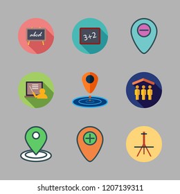 billboard icon set. vector set about easel, blackboard, shelter and placeholder icons set.