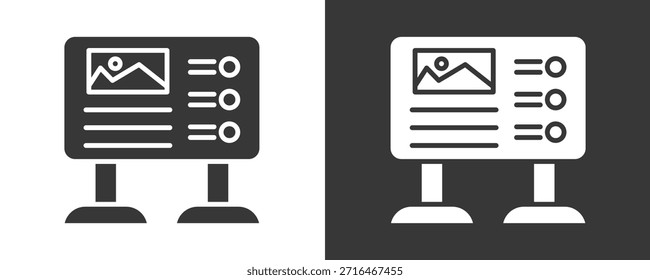 Colección De Vector Del Conjunto Del Icono De La Cartelera Aislada En Blanco Y Negro