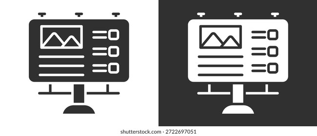 Colección De Vector Del Conjunto Del Icono De La Cartelera Aislada En Blanco Y Negro