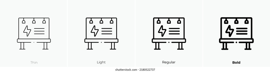 billboard icon. Thin, Light Regular And Bold style design isolated on white background