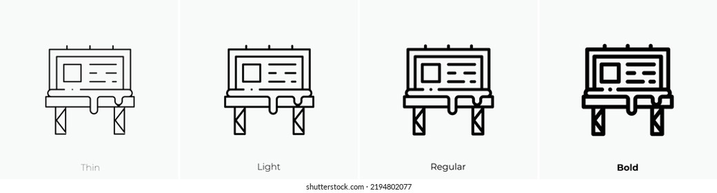 billboard icon. Thin, Light Regular And Bold style design isolated on white background
