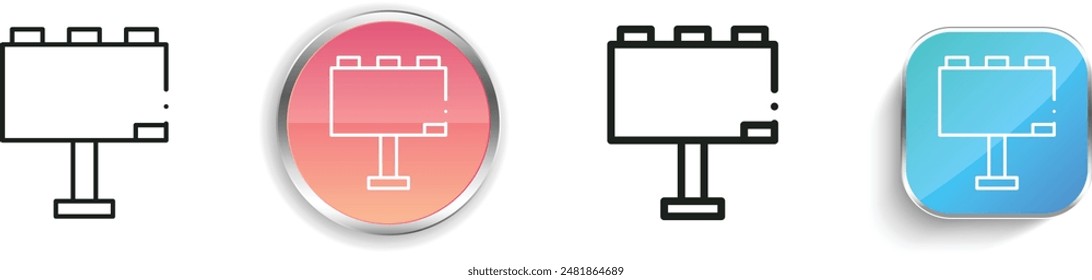 icono de cartelera. Diseño delgado de estilo lineal, regular y de Botón aislado sobre fondo blanco