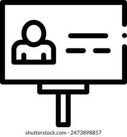 icono de cartelera. Diseño De Estilo Lineal Delgado Aislado Sobre Fondo Blanco