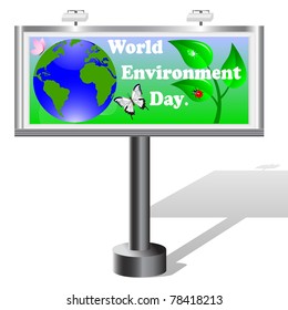 Billboard isolated on white. World Environment Day. Vector.