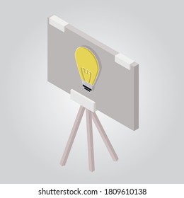 Cartel con concepto de bombilla. Diseño creativo de ideas. Vector plano para plantilla, folleto o presentación.
