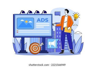 Billboard Marketing Illustration concept. A flat illustration isolated on white background