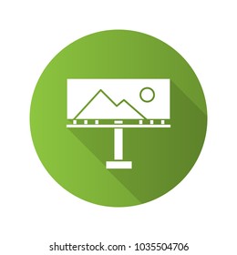 Billboard mockup flat design long shadow glyph icon. Large format printing. Big board template. Vector silhouette illustration