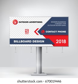 Billboard, modern graphic design, red template banner for outdoor advertising